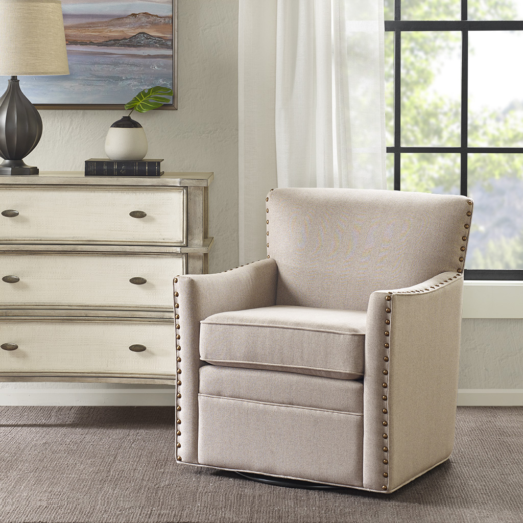 

Madison Park - Devrim Herringbone Texture Swivel Chair - Natural - See below