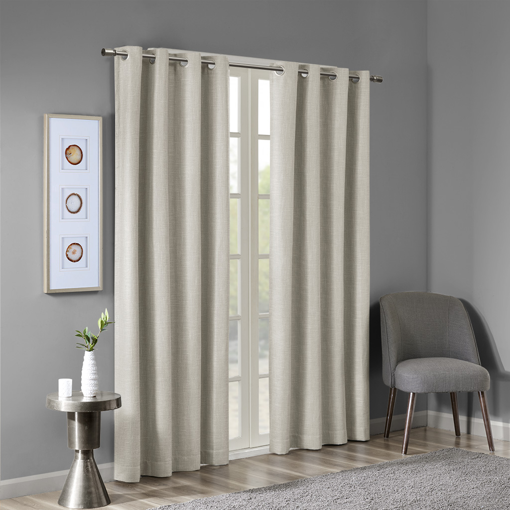 

SunSmart - Maya Printed Heathered Blackout Grommet Top Curtain Panel - Taupe - 50x95