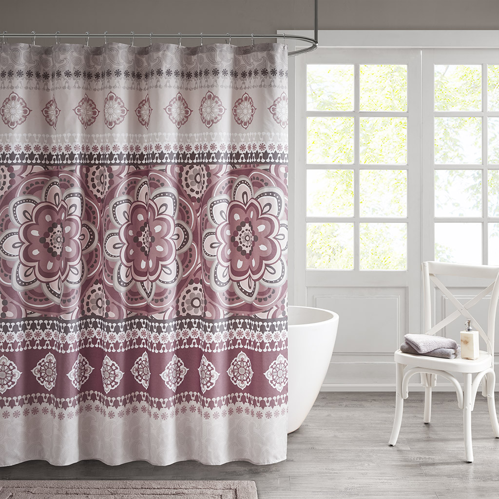 

510 Design - Neda Printed Shower Curtain - Rose - 72x72
