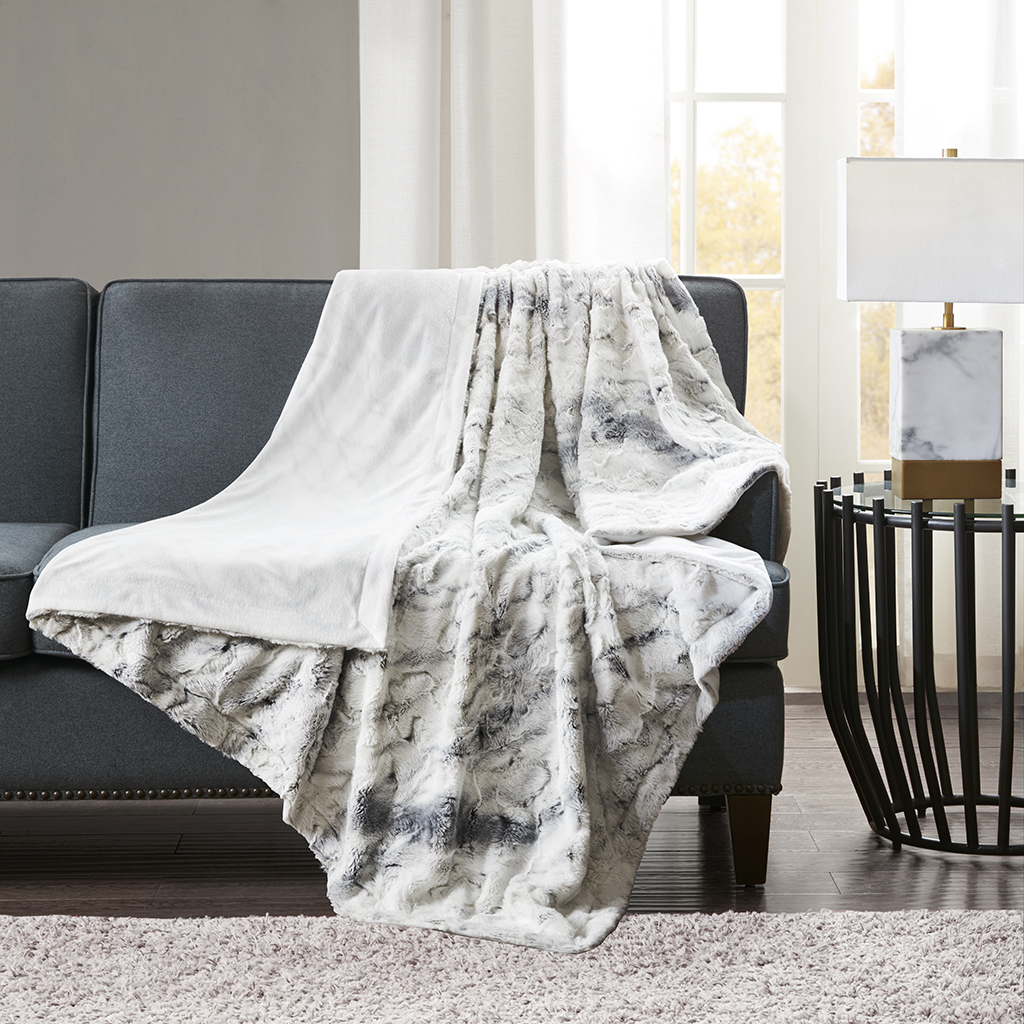 

Madison Park - Sachi Oversized Faux Fur Throw - Grey - 60x70