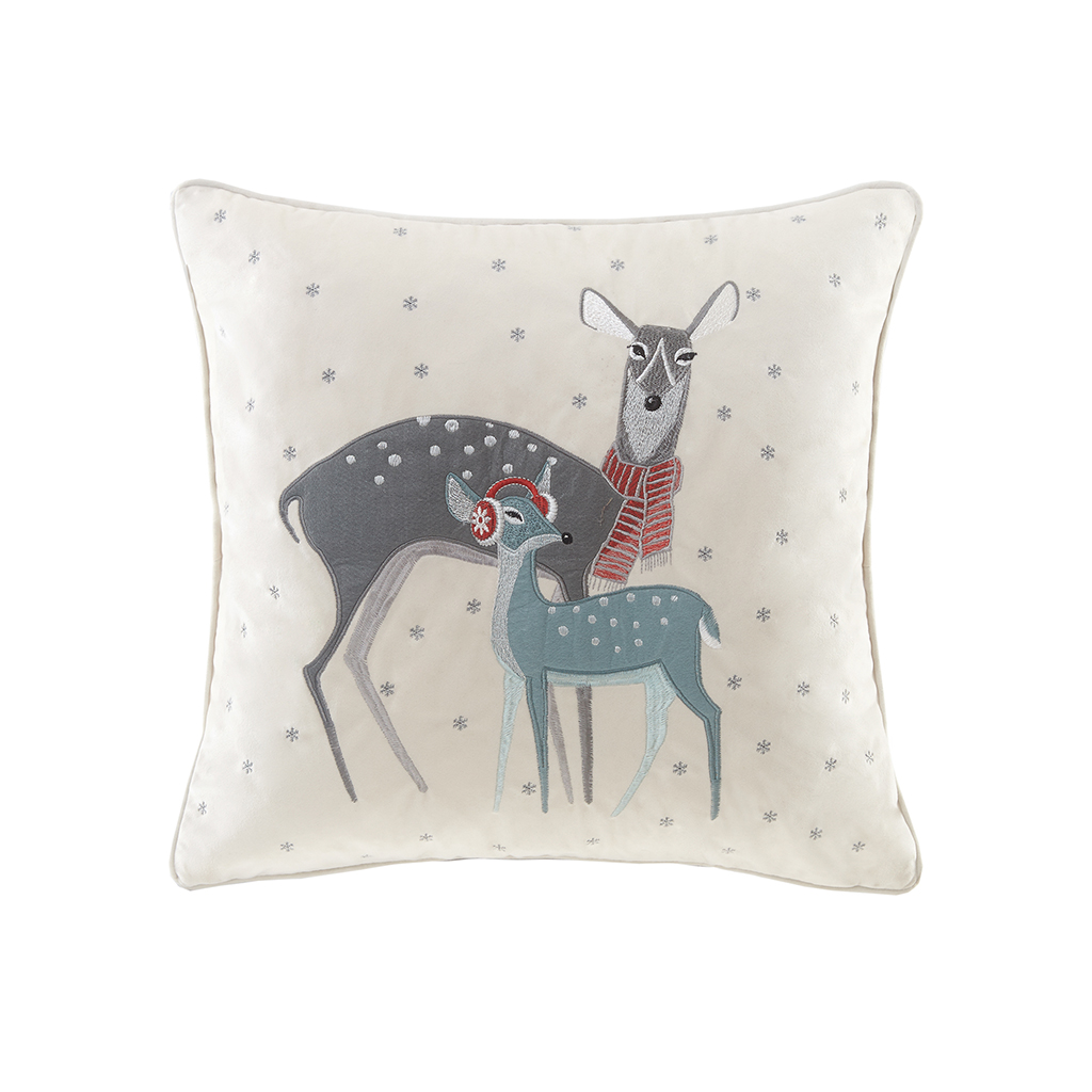 

Madison Park - Winter Wonderland Deer Square Pillow - Ivory - 20x20