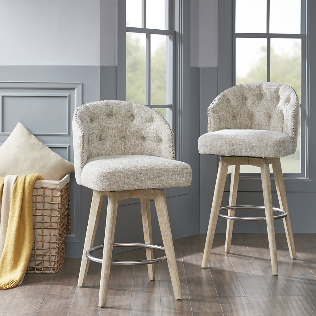 

Madison Park - Onyx Swivel Counter Stool - Cream - See below