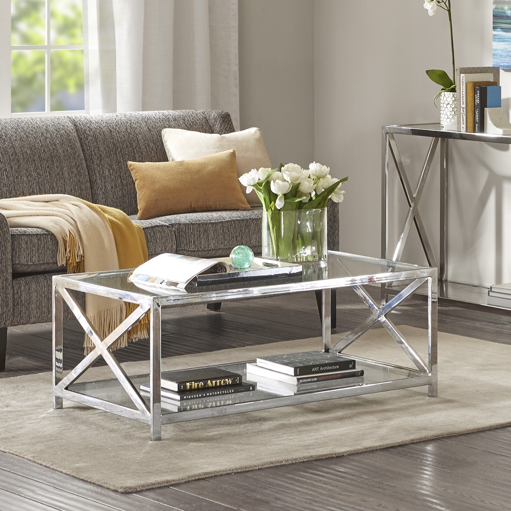 

Madison Park - Darwin Coffee Table - Chrome - See below