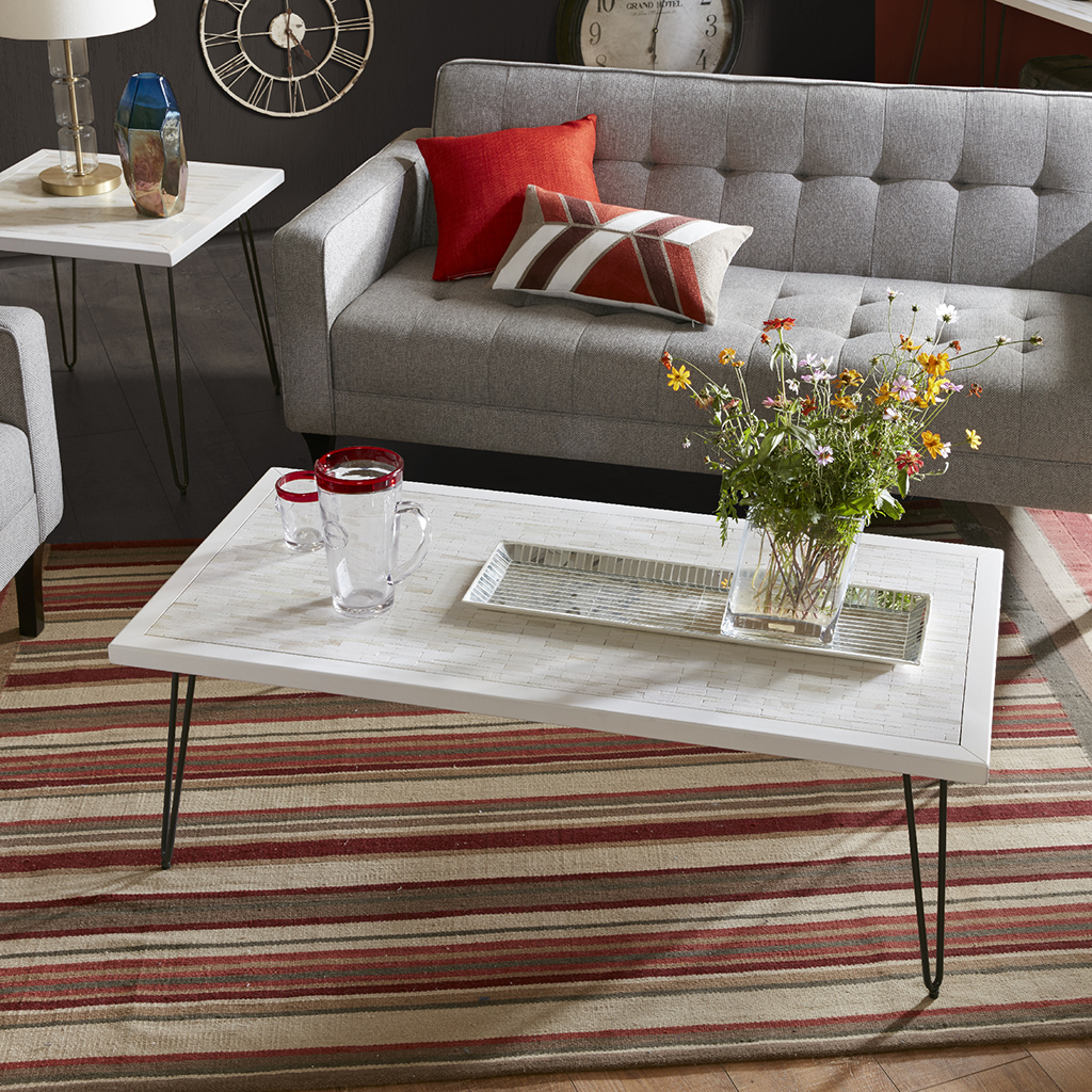 

INK+IVY - Woodbrick Coffee Table - White/Black - See below