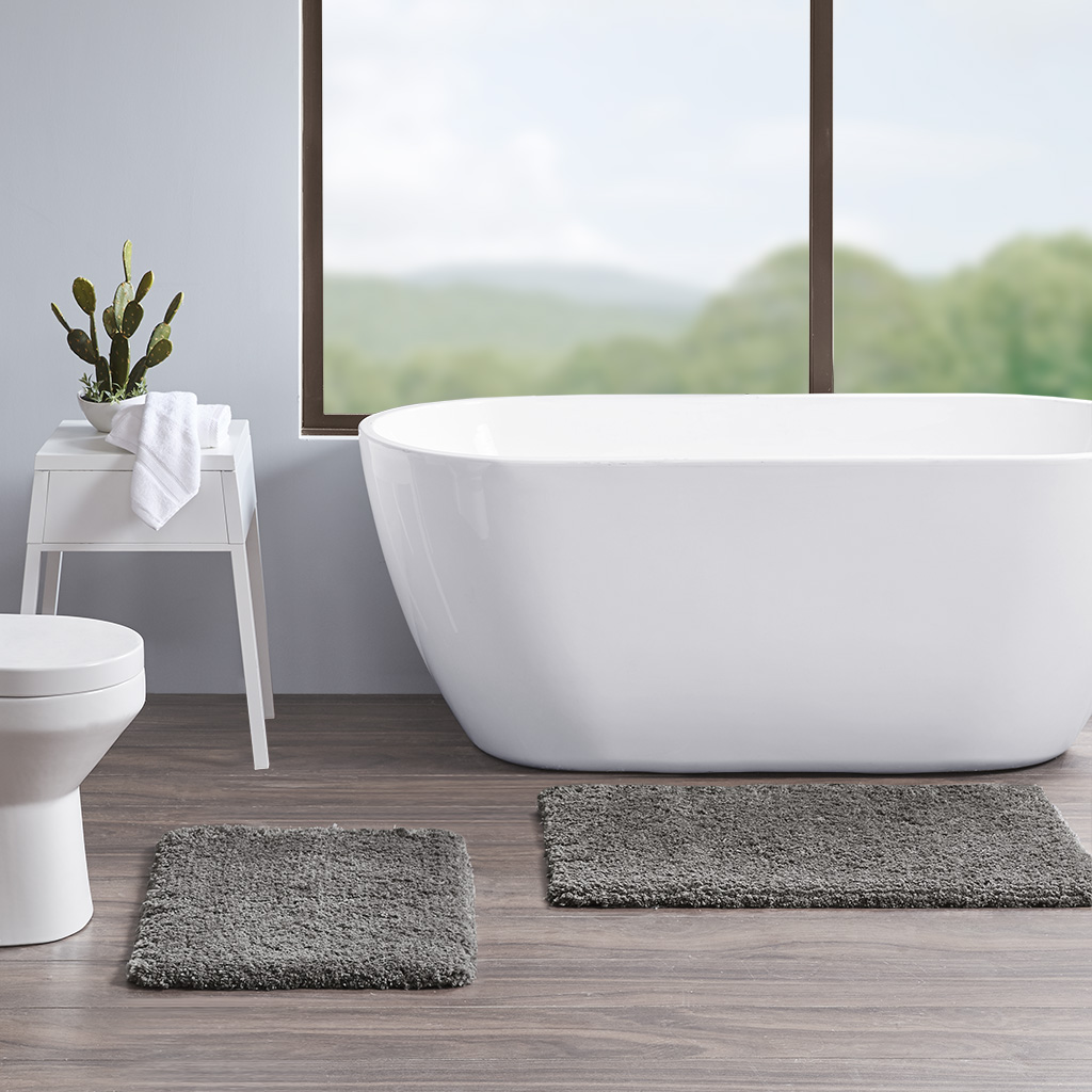 

510 Design - Annie Tufted Solid Bath Rug 2-Piece Set - Charcoal - 17x24"/20x32