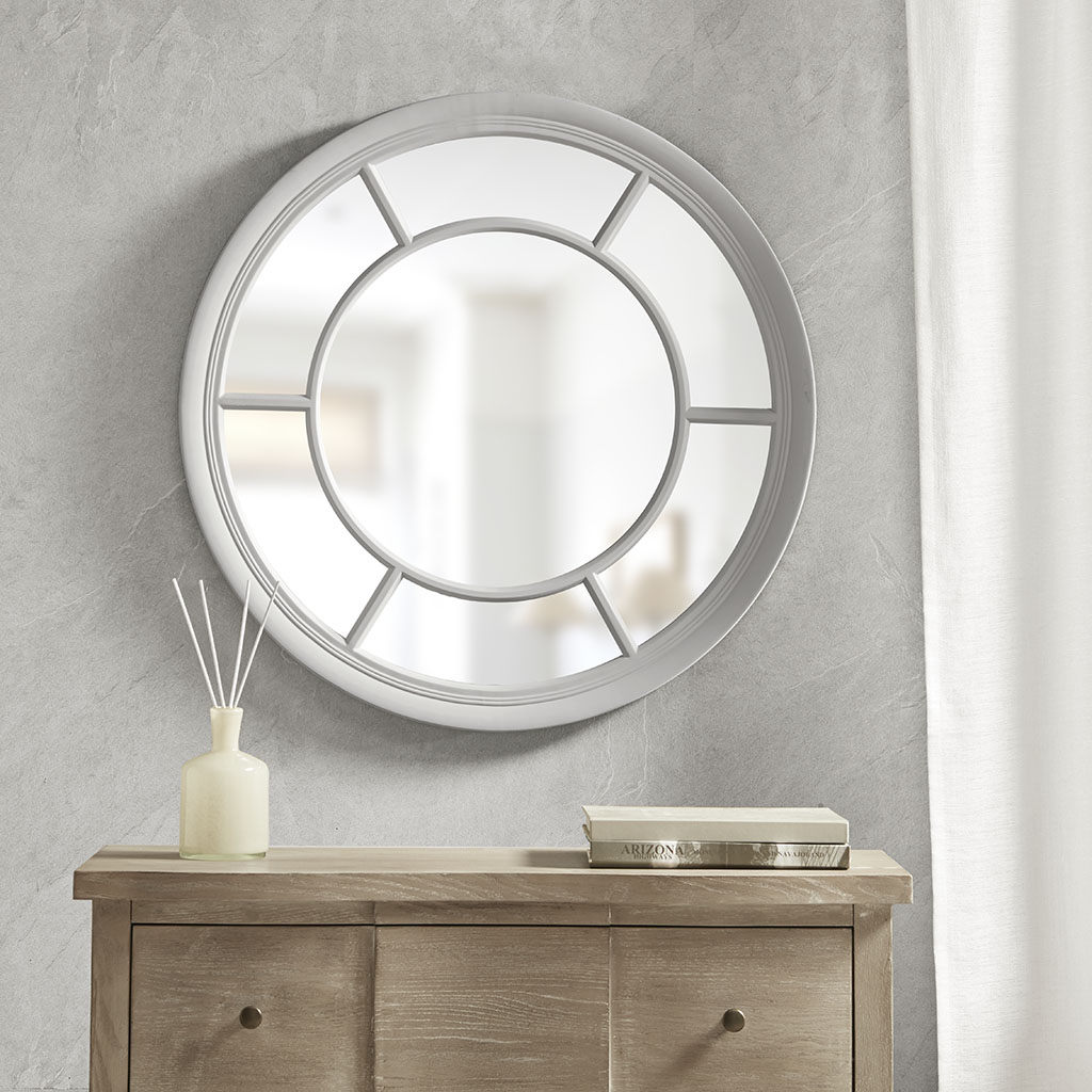 

Martha Stewart - Trellis Round Accent Mirror - Gray - See below