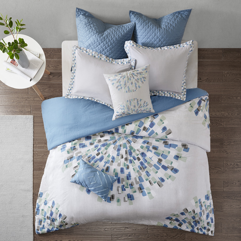 

Urban Habitat - Nico 7 Piece Cotton Duvet Cover Set - Blue - King/Cal King