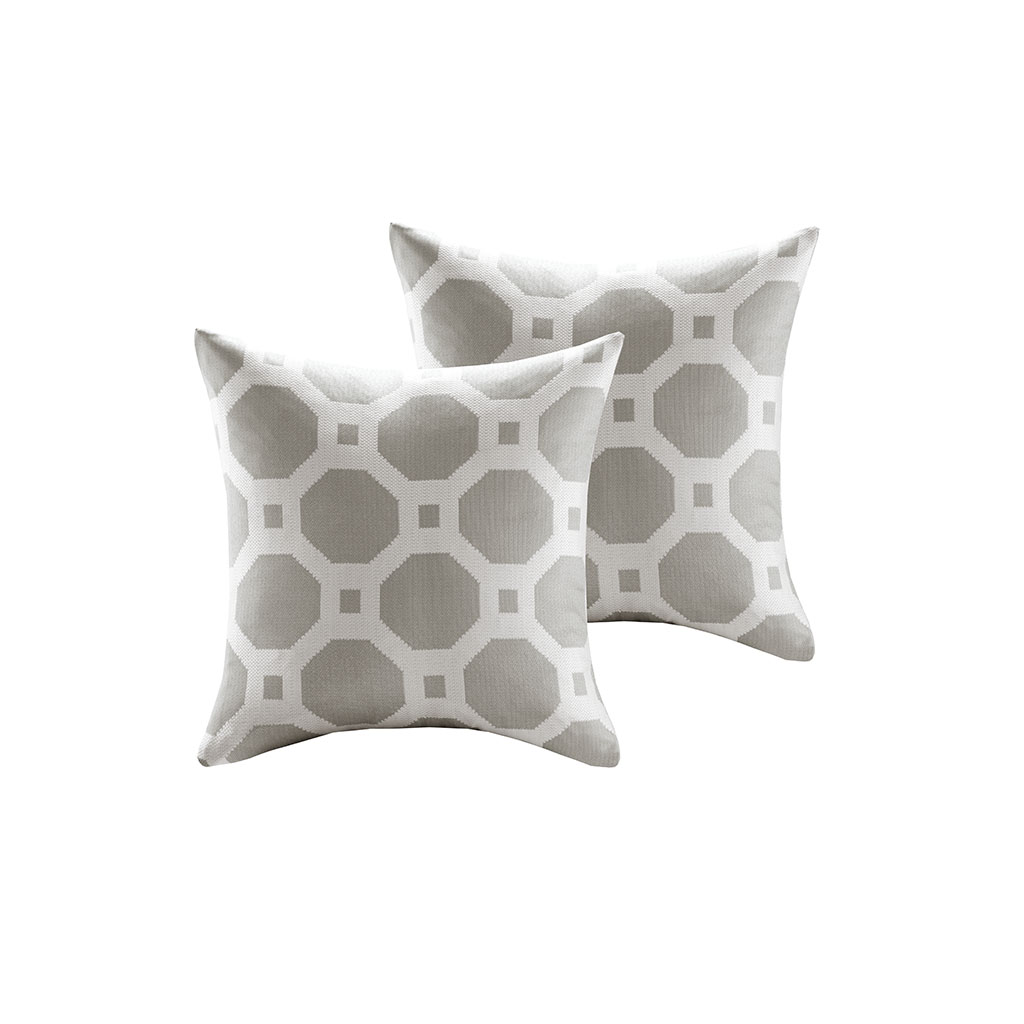 

Madison Park - Charis Poly Jacquard Dec Pillow Pair - Light Grey - 20x20