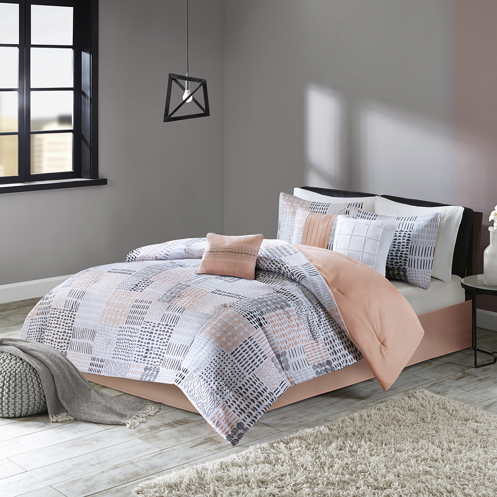 

Home Essence - Andrea 7 Piece Comforter Set - Peach - Queen