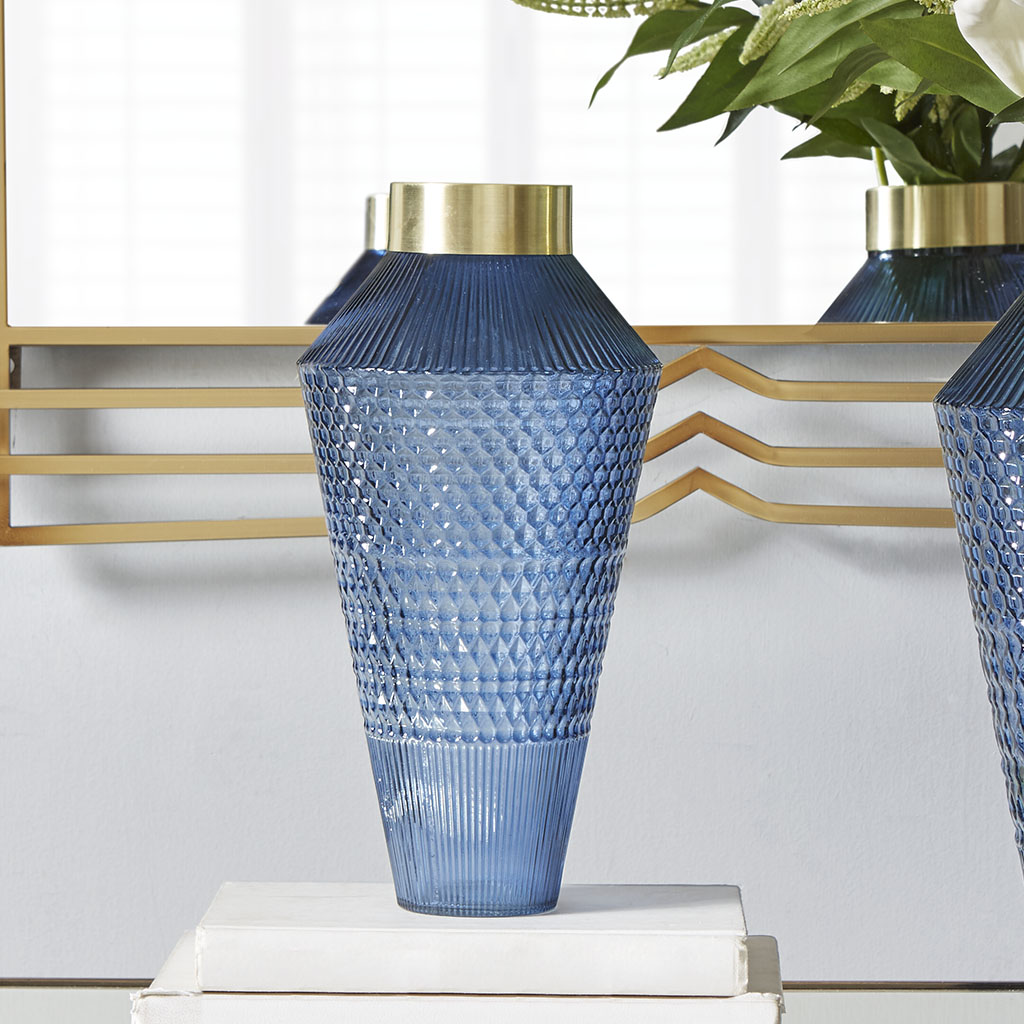 

Madison Park - Camden Textured Vase - Blue - Small