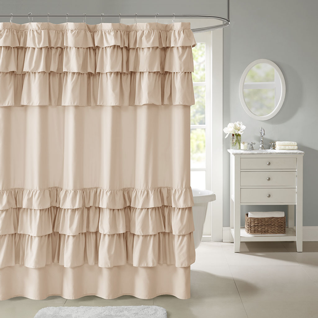 

Madison Park - Grace Ruffled Shower Curtain - Blush - 72x72