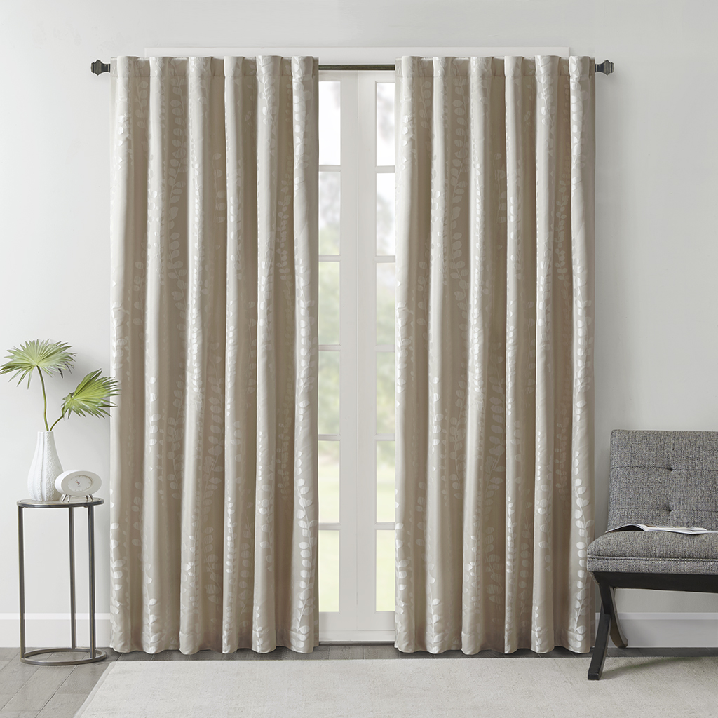 

Madison Park - Brandy Leaf Window Curtain Panel - Ivory - 50x108
