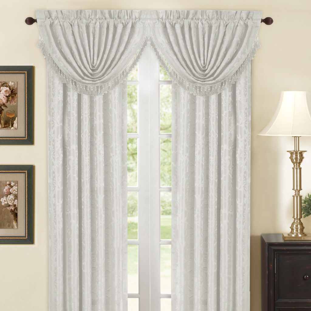 

Madison Park - Solid Damask Window Curtain - White - 72" Panel