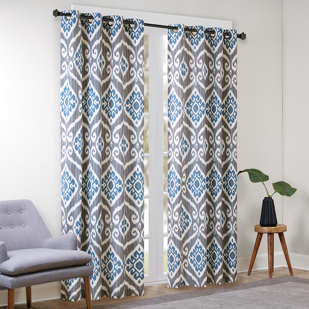 

Madison Park - Nadie Printed Ikat Window Panel - Blue - 63" Panel