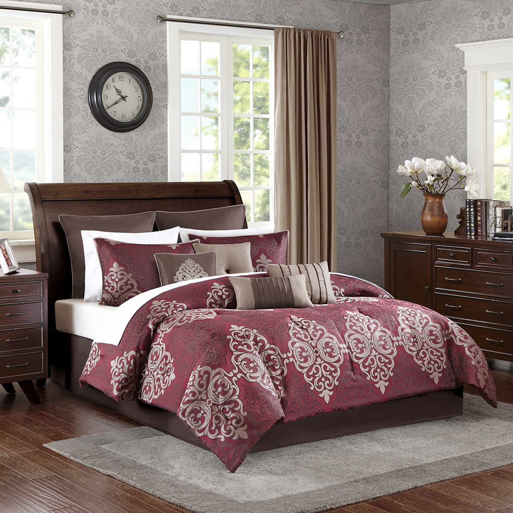 

Madison Park - Serena 10 Piece Comforter Set - Burgundy - King
