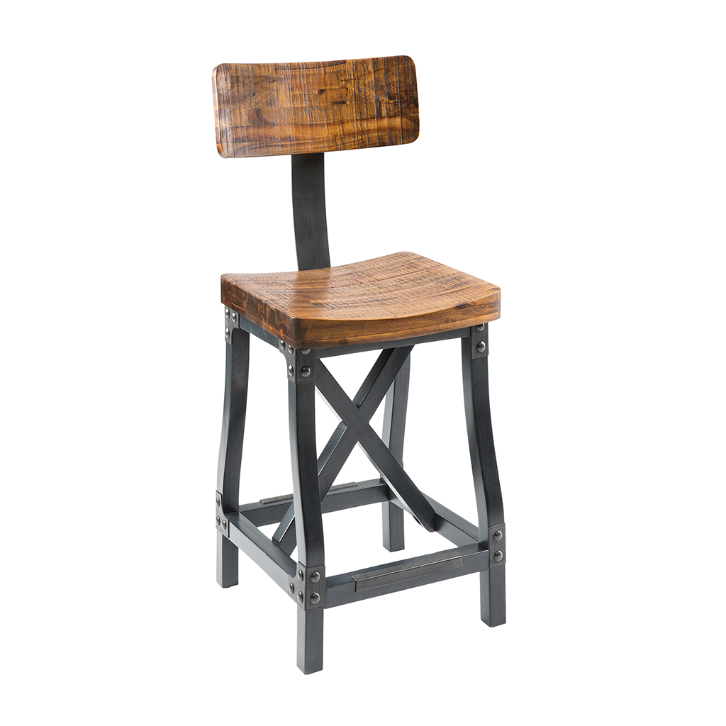 

INK+IVY - Lancaster Barstool with Back - Amber/Graphite - See below