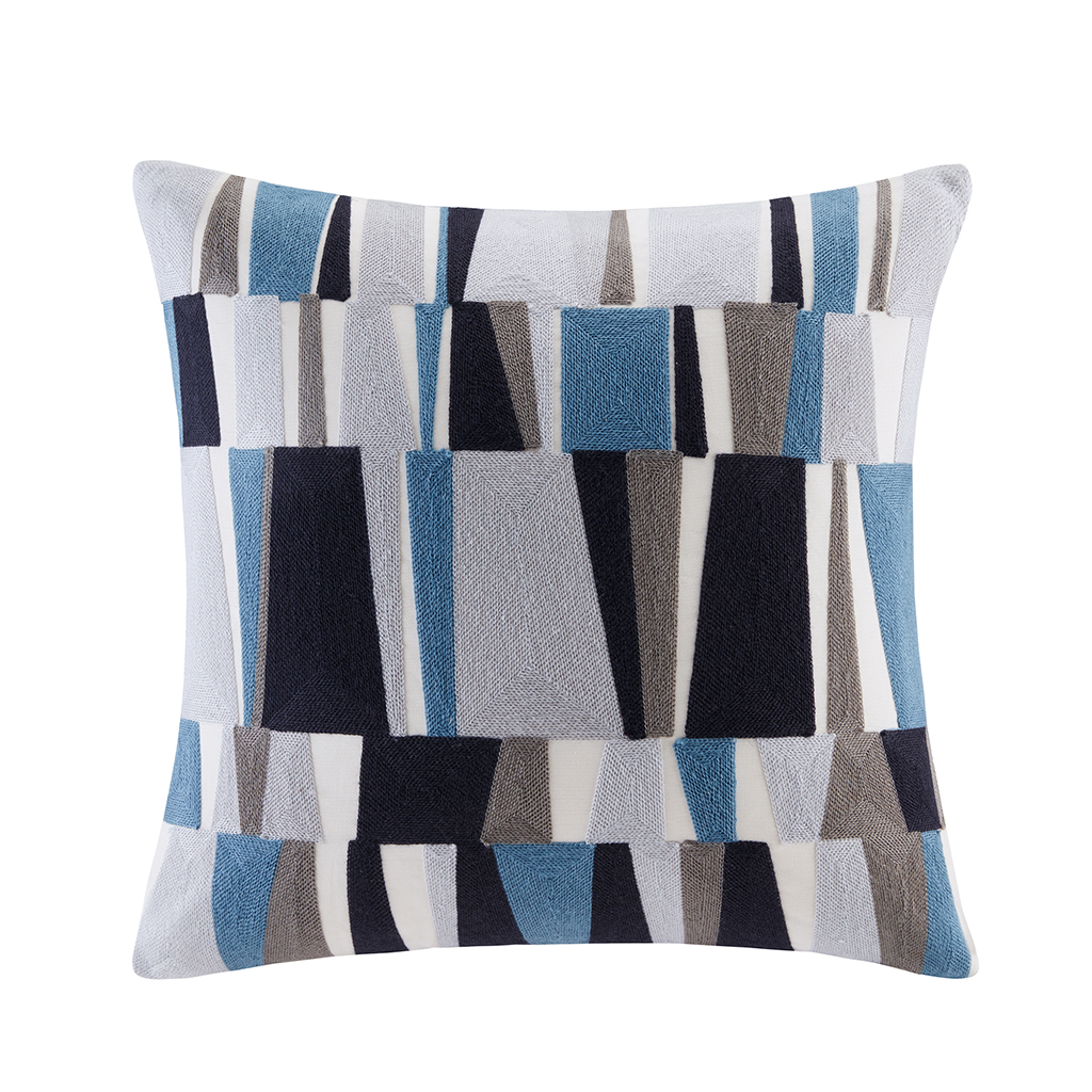 

INK+IVY - Lars Embroidered Stripe Decorative Pillow - Blue - 20x20