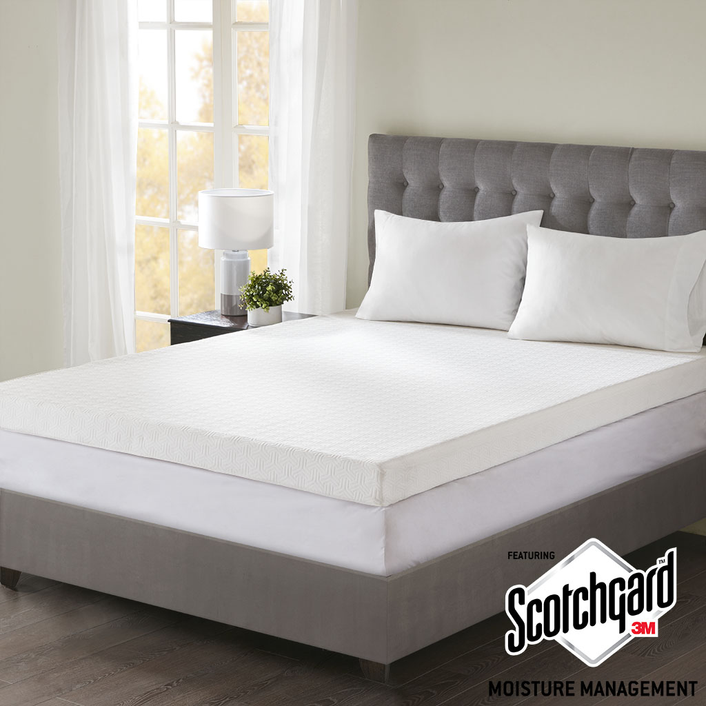 

Flexapedic by Sleep Philosophy - 4" Gel Memory Foam with 3M Cover Mattress Topper - White - Full