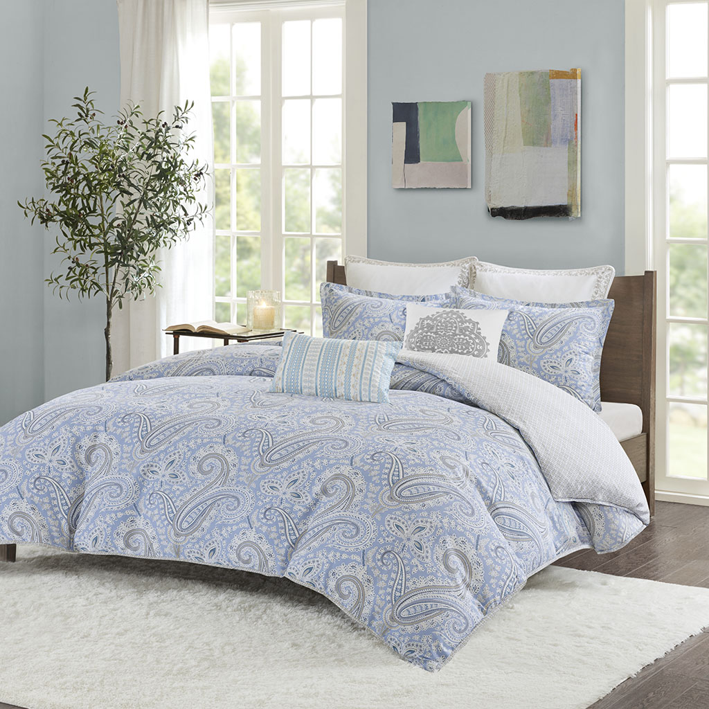 

Echo Design - Bukhara Cotton Duvet Cover Set - Blue - Twin