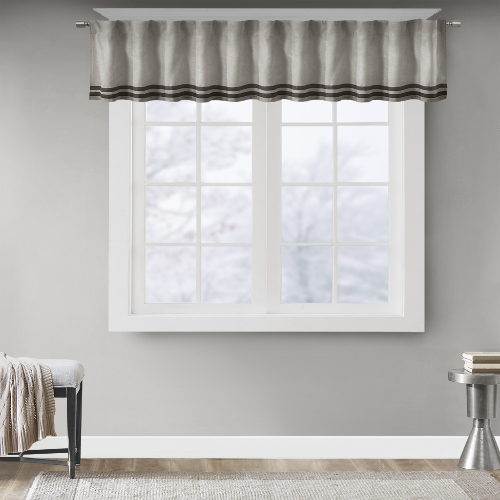 

Madison Park - Dune Microsuede Striped Window Valance - Grey - 50x18
