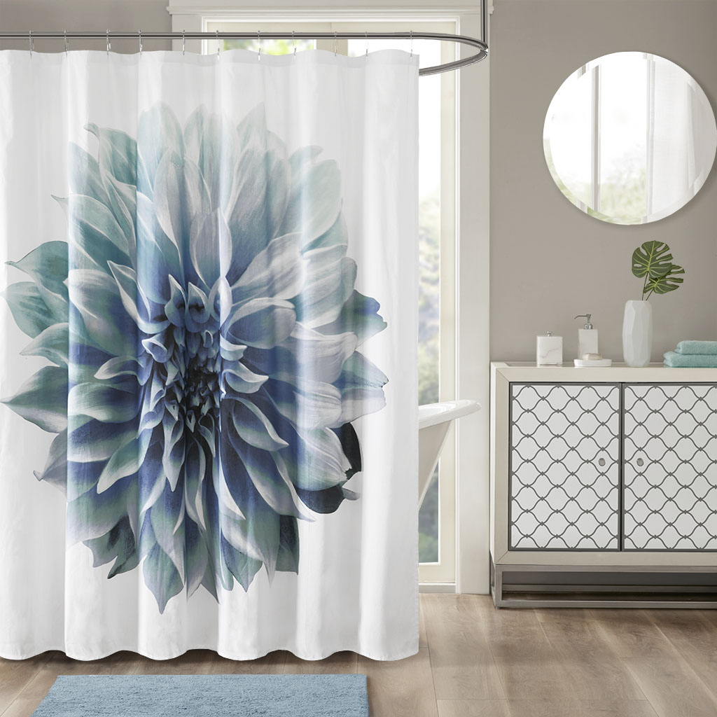 

Madison Park - Norah 200TC Cotton Percale Shower Curtain - Aqua - 72x72
