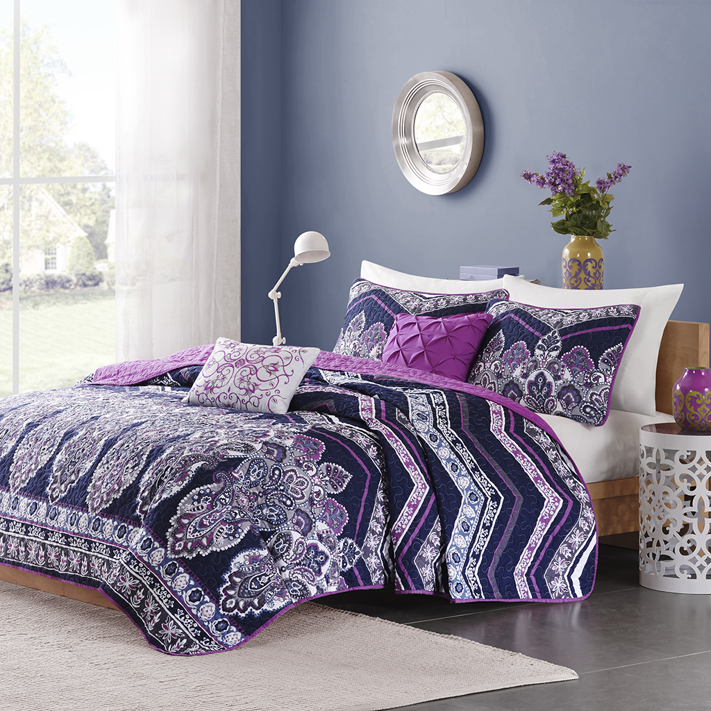 

Intelligent Design - Adley Coverlet Set - Purple - Twin/Twin XL
