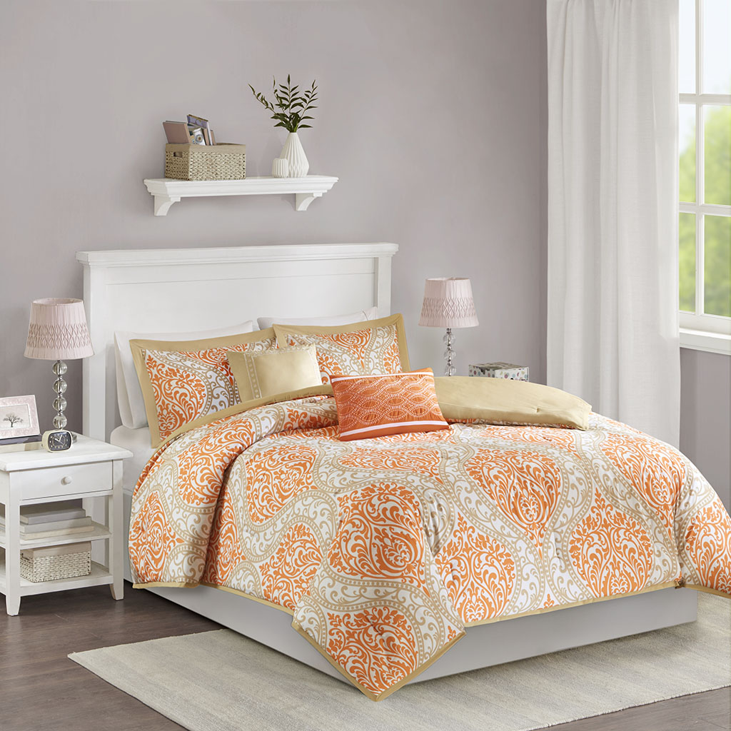 

Intelligent Design - Senna Comforter Set - Orange - Twin/Twin XL