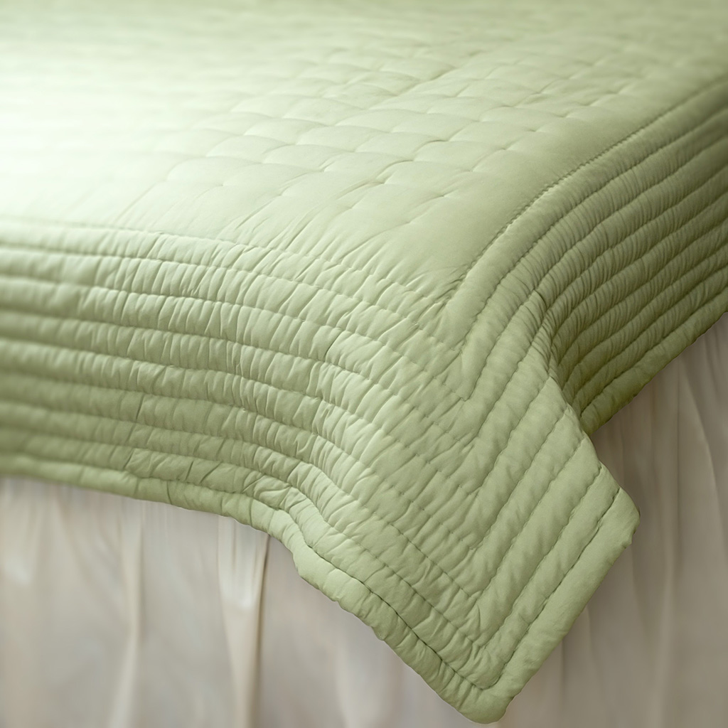 

Main Street - NAH Coverlet Set Hand Quilted Coverlet Mini Set - Green - Queen