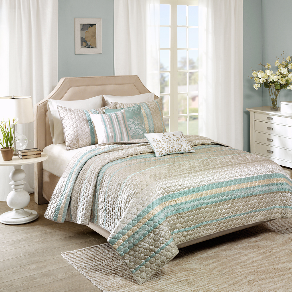 

Madison Park - Paige 6 Piece Quilted Coverlet Set - Yellow - King/Cal King