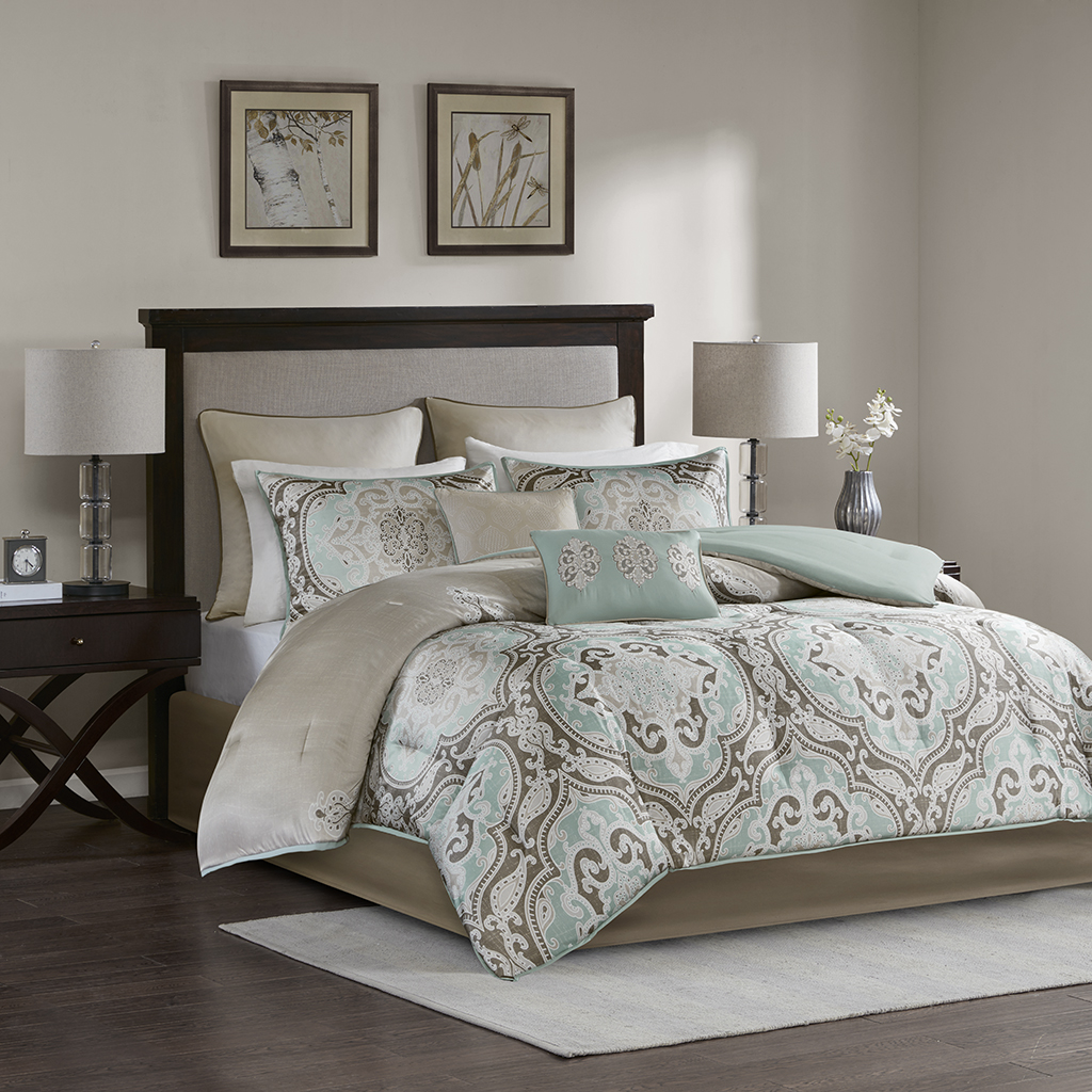 

Madison Park - Shannon 8 Piece Comforter Set - Blue Multi - King