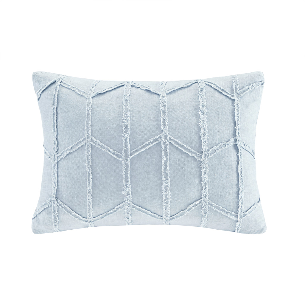 

Harbor House - Frayed Geo Linen Oblong Dec Pillow - Blue - 14x20