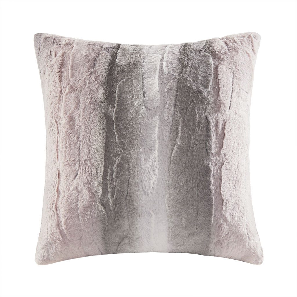 

Madison Park - Zuri Faux Fur Square Pillow - Blush/Grey - 20x20