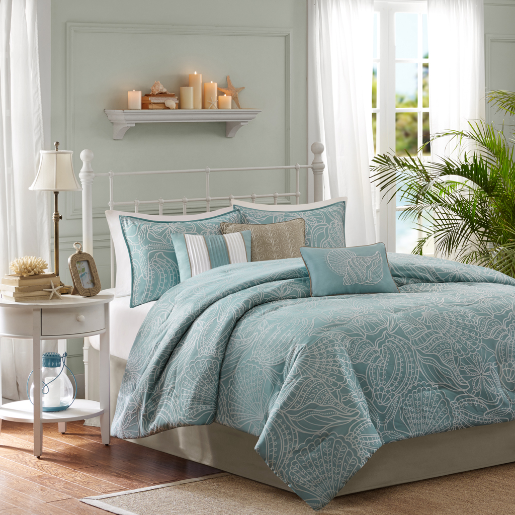

Madison Park - Carmel 7 Piece Comforter Set - Blue - King