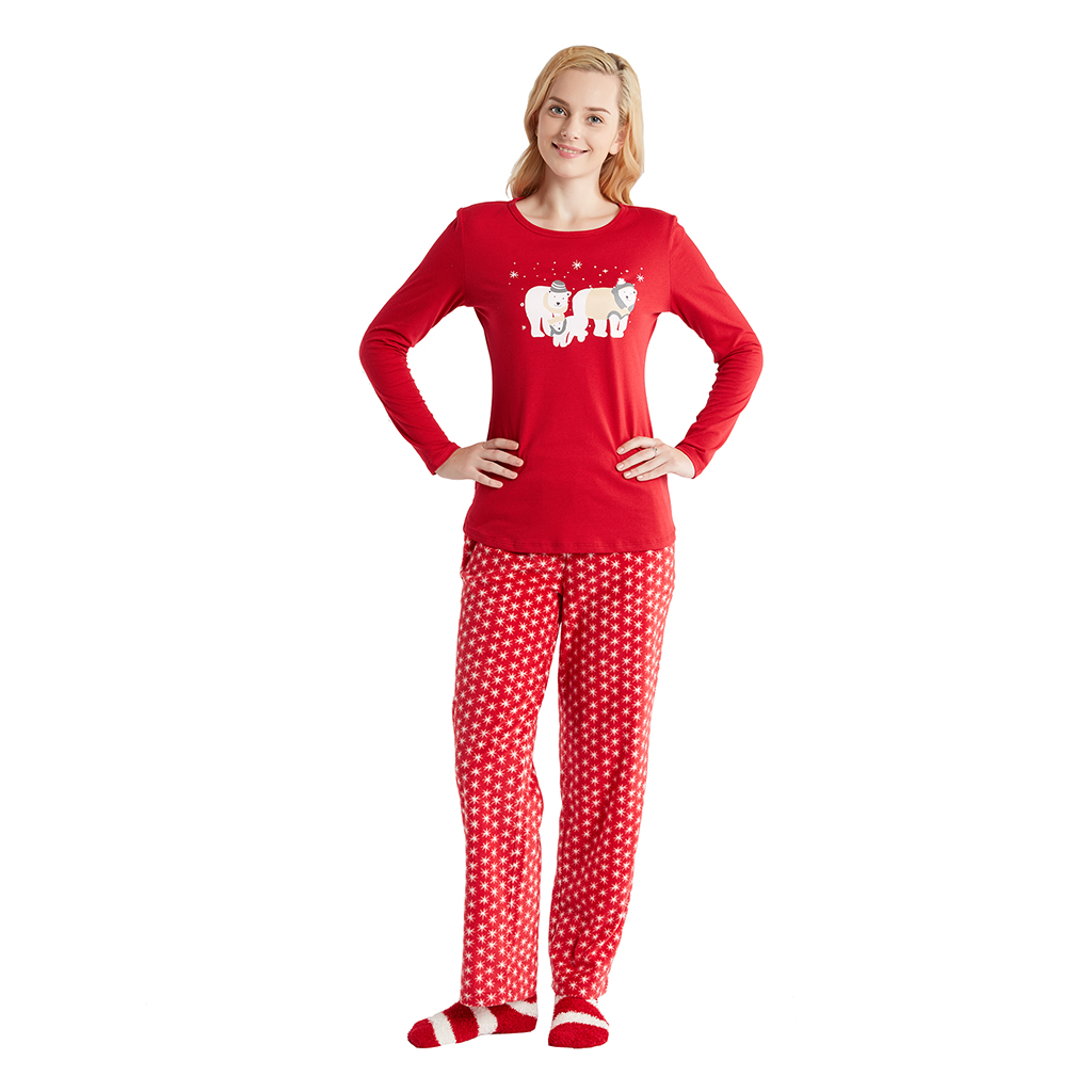 

Jammies by Hipstyle - Polar Bear 3 Piece Pajama Set - Red - Small