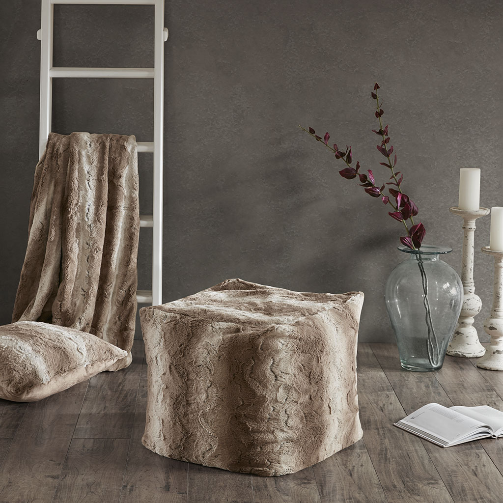 

Madison Park - Zuri Tip Dyed Long Faux Fur Pouf - Tan - 18x18x18
