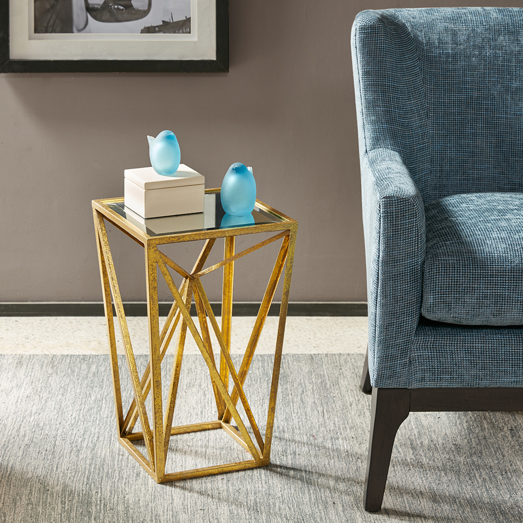

Madison Park - Zee Angular Mirror Accent Table - Gold - See below
