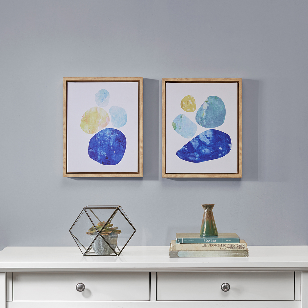 

INK+IVY - Stacked Blue Circles Framed Canvas - Blue - See below