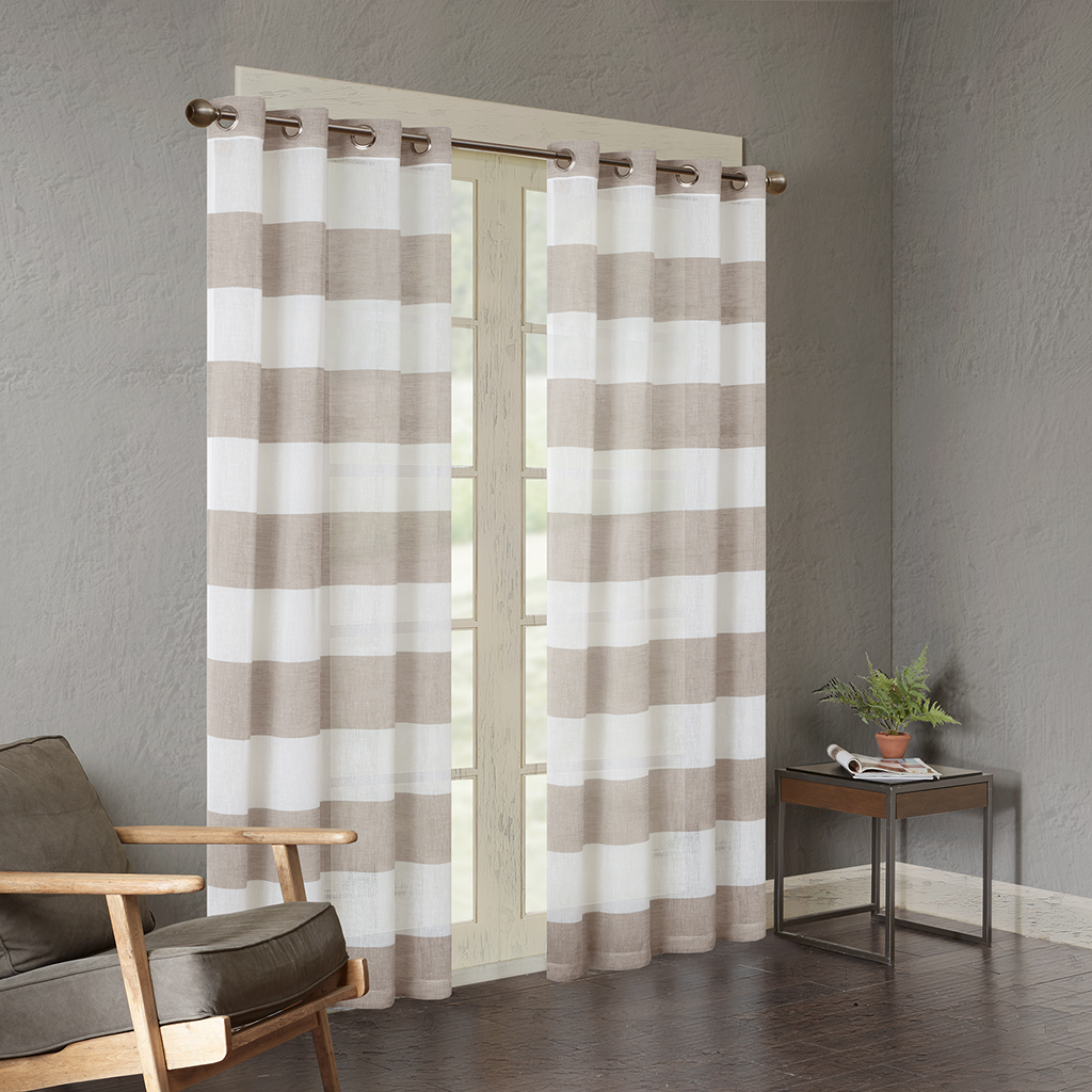 

Urban Habitat - Mason Yarn Dyed Woven Sheer Window Panel - Taupe - 95" Panel