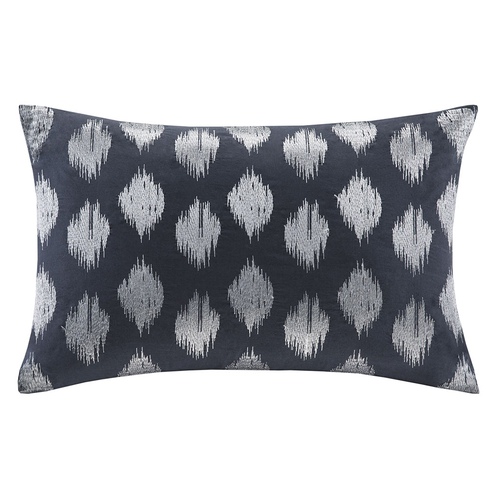 

INK+IVY - Nadia Dot Embroidered Oblong Pillow - Navy - 12x18