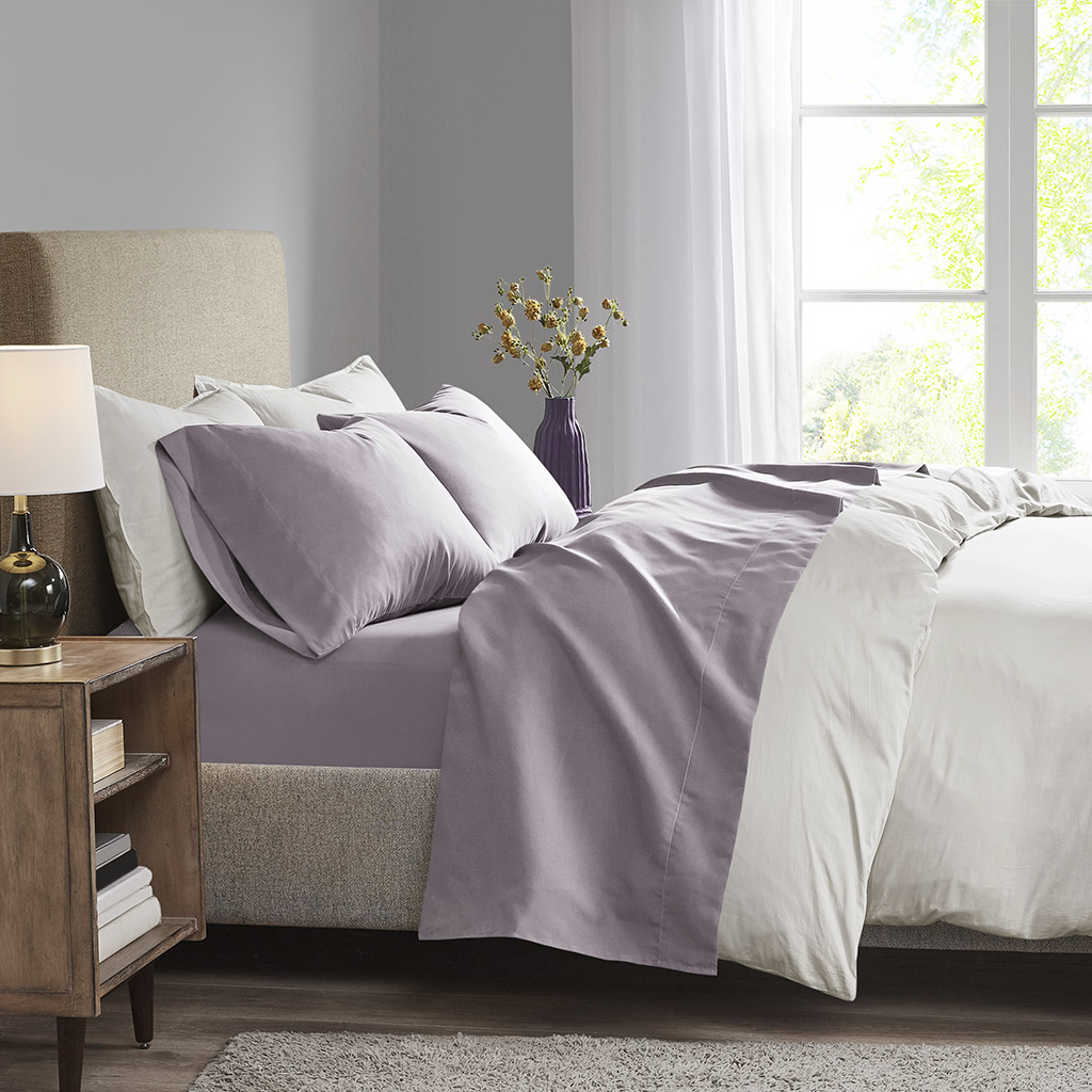 

Madison Park - 3M Microcell All Season Moisture Wicking Lightweight Sheet Set - Purple - Full