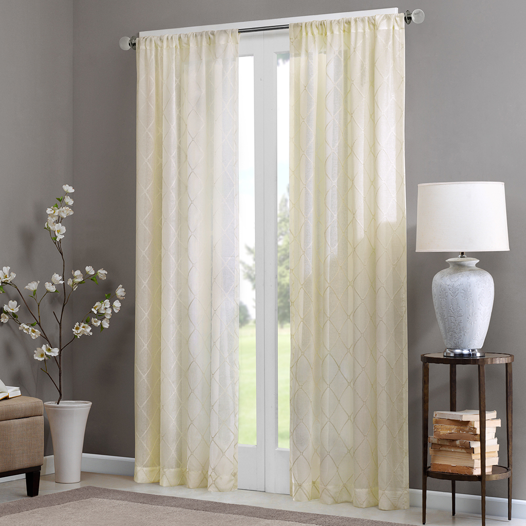 

Madison Park - Irina Diamond Sheer Window Curtain - Ivory - 84" Panel