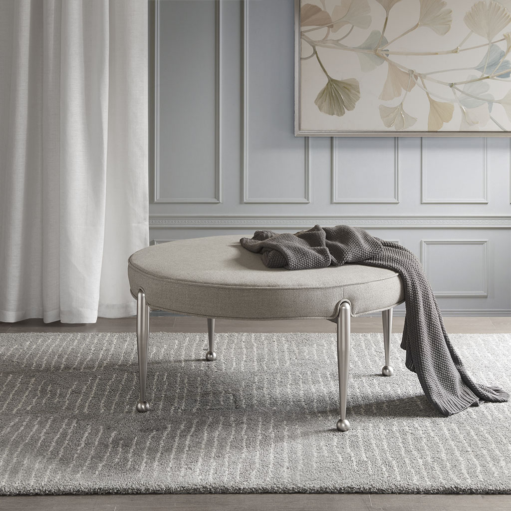 

Madison Park Signature - Grace Ottoman Large Size - Gray - See below
