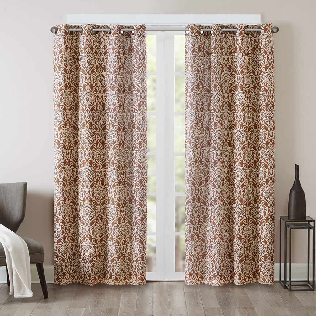 

Madison Park - Barto Texture Damask Printed Panel - Spice - 95" Panel
