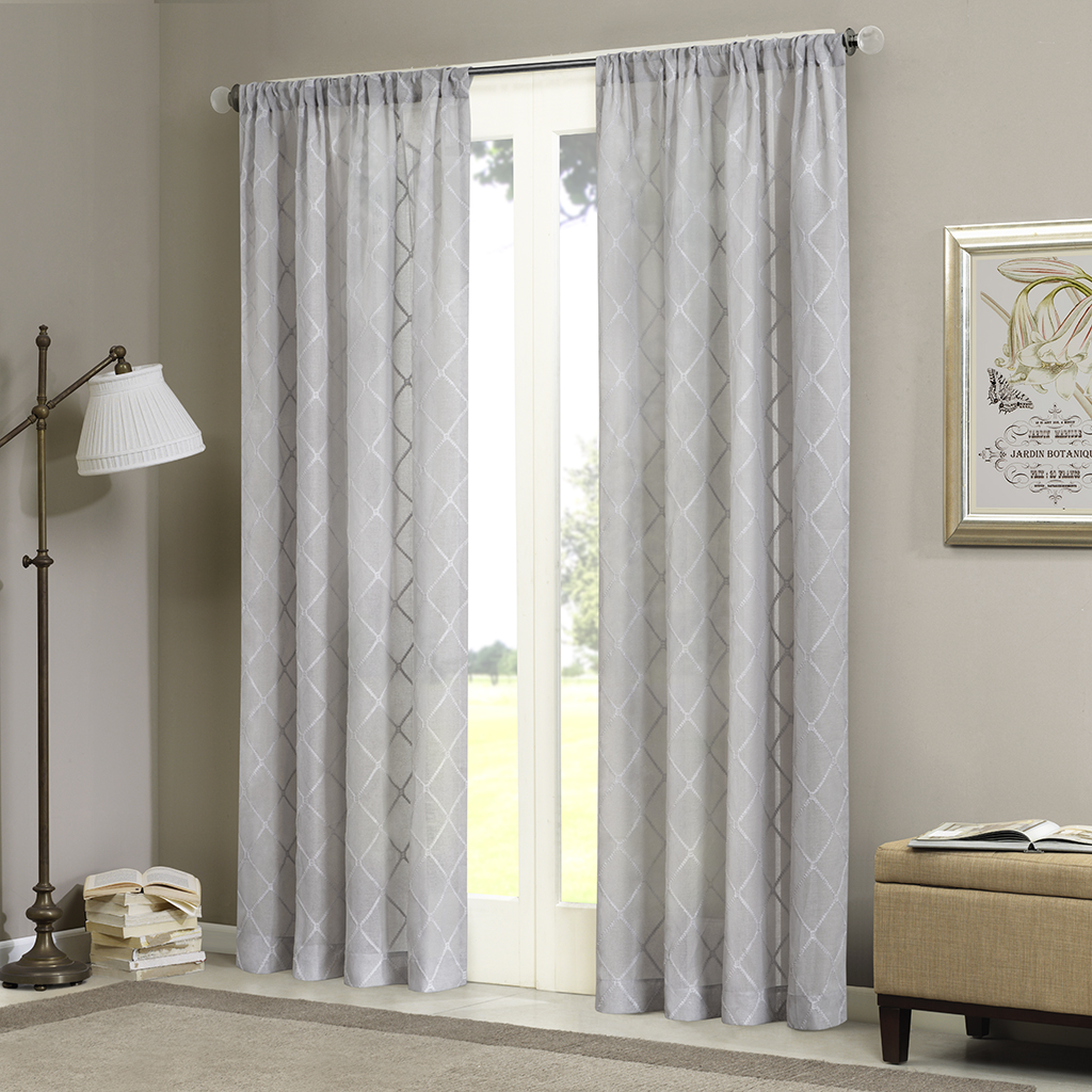 

Madison Park - Irina Diamond Sheer Window Curtain - Grey - 95" Panel