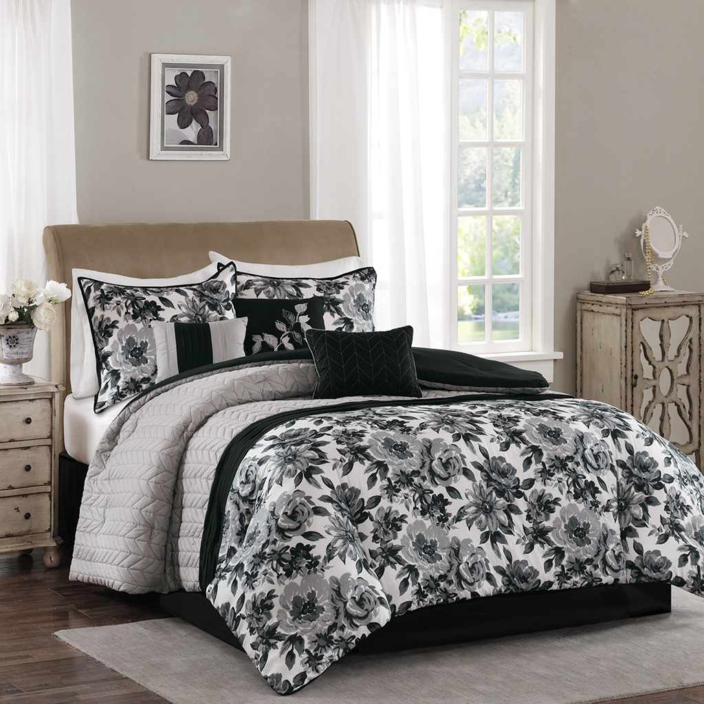 

Home Essence - Marisa 7 Piece Comforter Set - Black - Queen