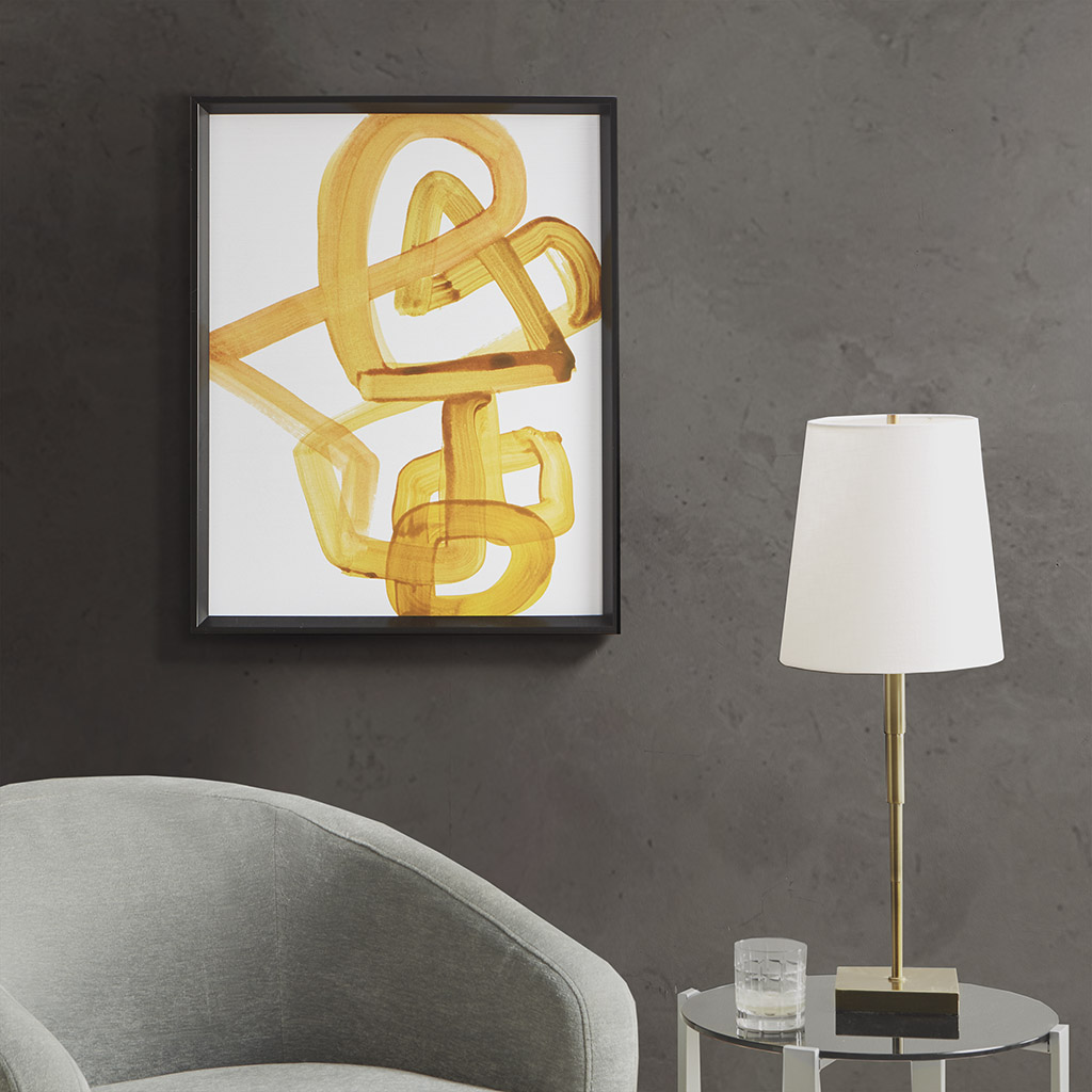 

Martha Stewart - Golden Gestural Brush Framed Canvas - White/Yellow - See below