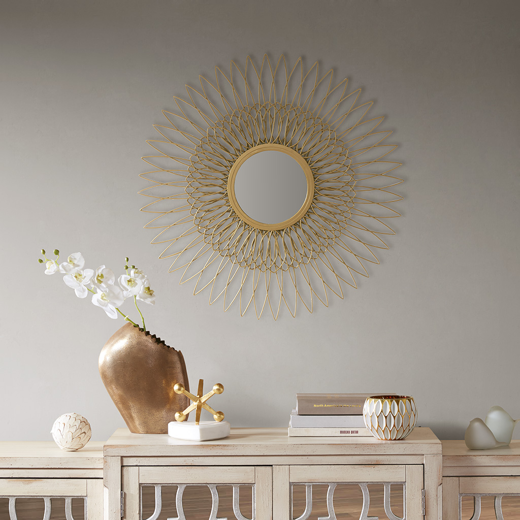 

Madison Park - Barron Sunburst Mirror - Gold - See below