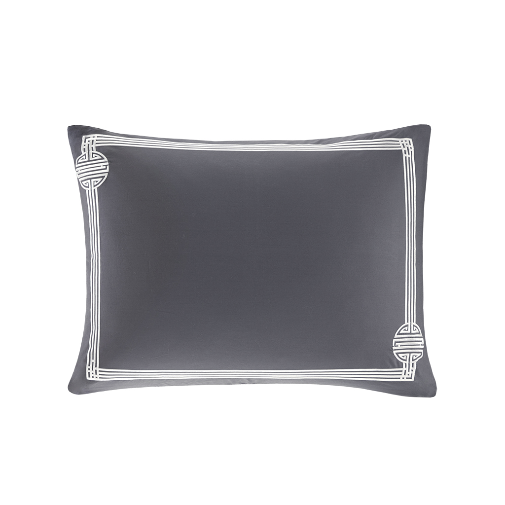

Natori - Sterling Dragon Cotton Sateen Standard Sham - Grey - Standard Sham