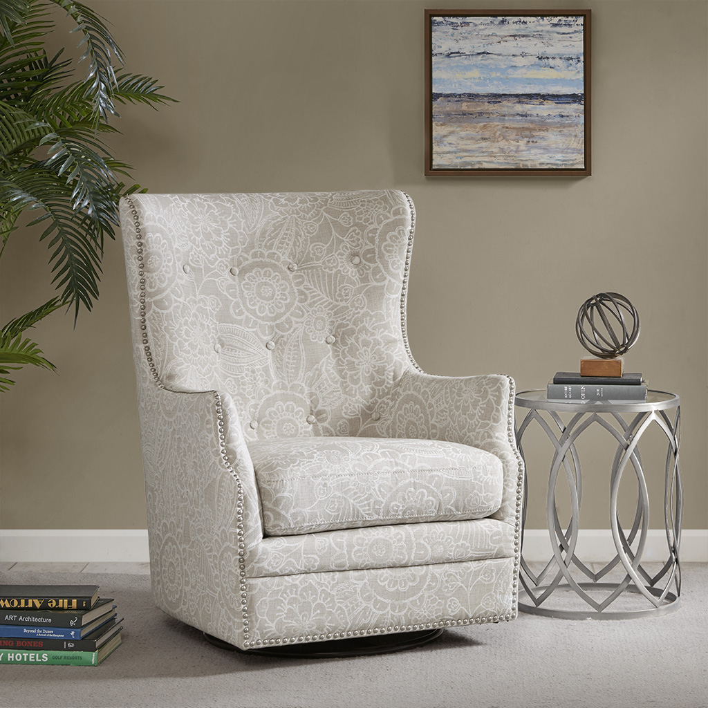 

Madison Park - Ella Swivel Glider Chair - Cream - See below