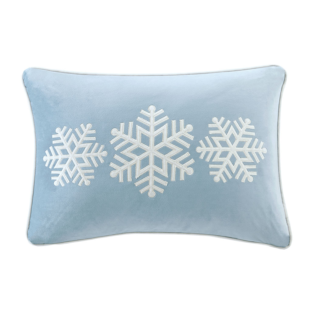 

Madison Park - Velvet Snowflake Trio Oblong Dec Pillow - Blue - 14x20